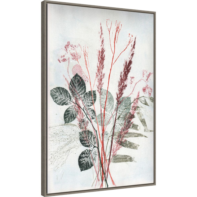 Botanic-Inspired Red and Green Canvas Framed Wall Art, 23x33