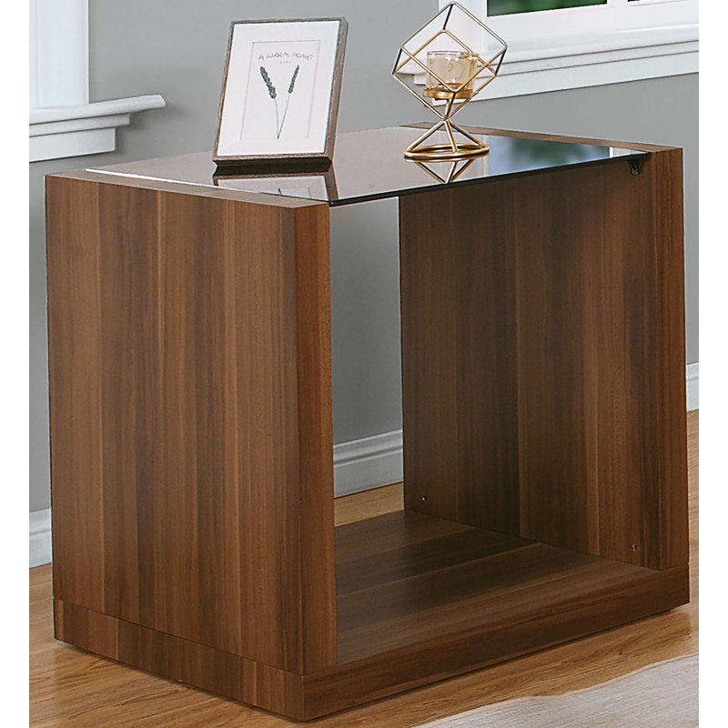 Anamarie Glass Top End Table