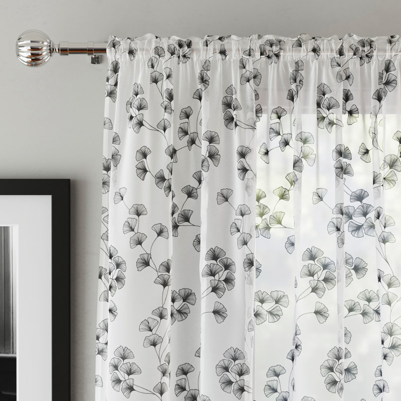 Rockdale Sheer Curtain Pair, 140cm Width x 183cm Drop, Black