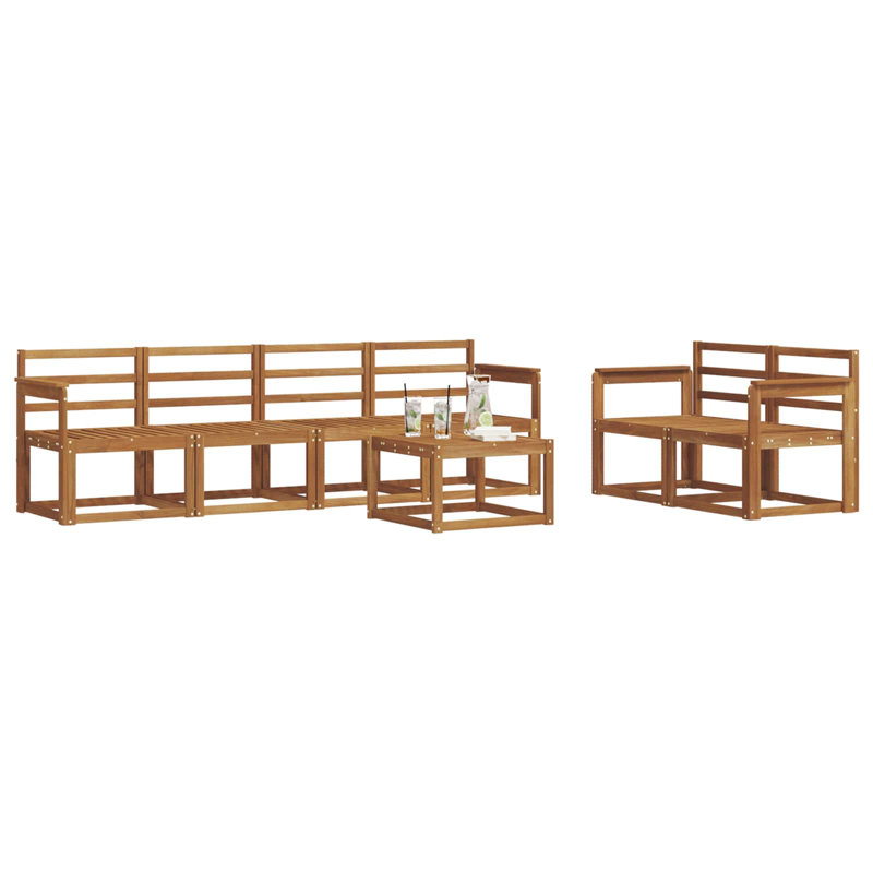  Outdoor Sofa Set 7 Pcs Solid Acacia Wood Sectional Garden Furniture