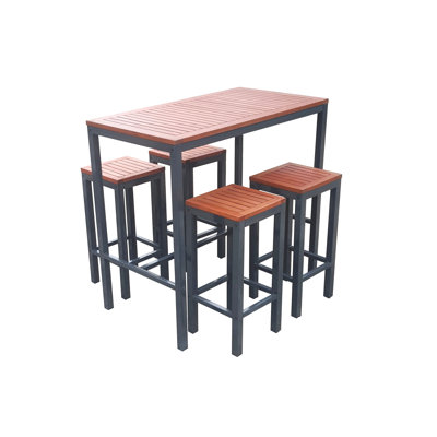 Herik Rectangular 4 - Person 120cm Long Bar Height Dining Set
