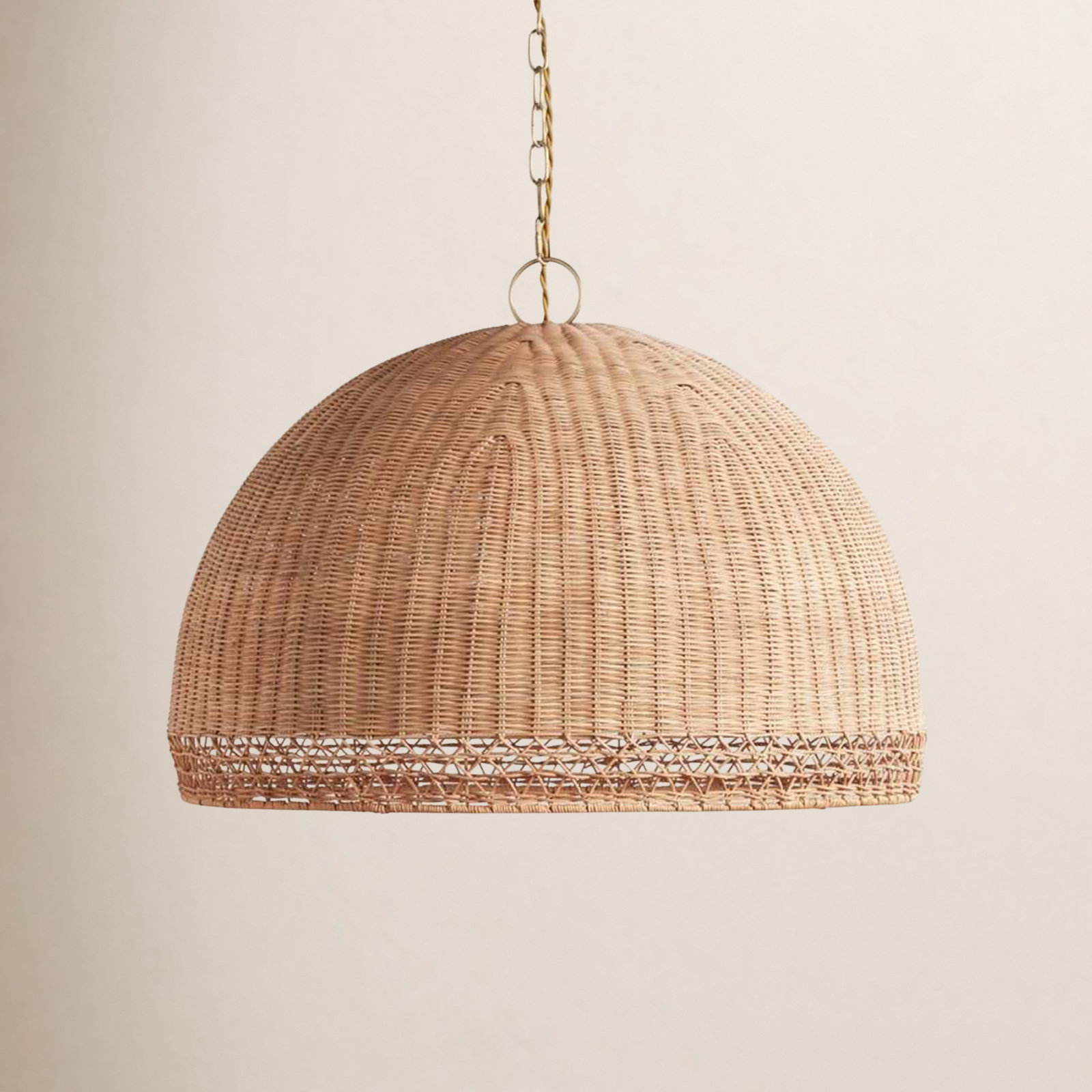 Augusta Rattan/Wicker Dimmable Pendant, 19"H x 30"W x 30"D, 4