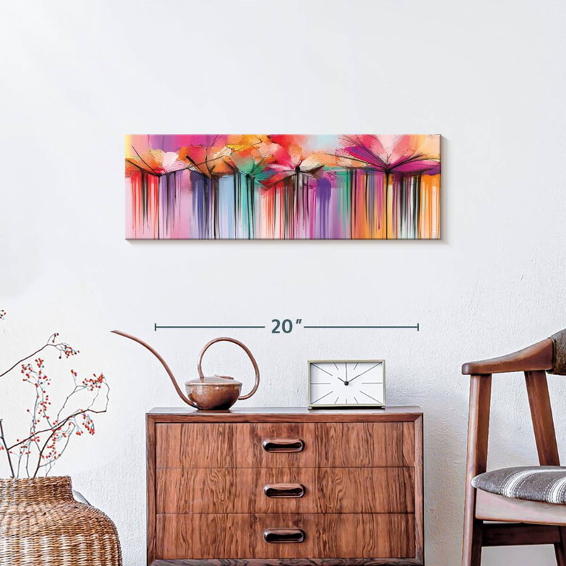 «Flowers Paint Drip» sur toile, H 8 po x l 24 po x P 1 po