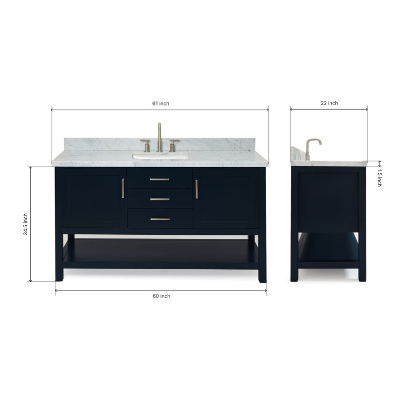 Bayhill 61" W Single Bathroom Vanity Set, Navy, 61"