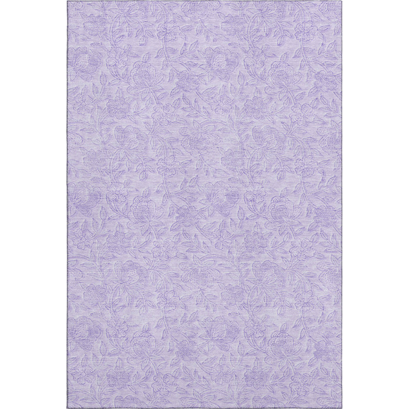 Premium Machine Washable Prisco Lilac Rug, Rectangle 2'6" x 3'10"