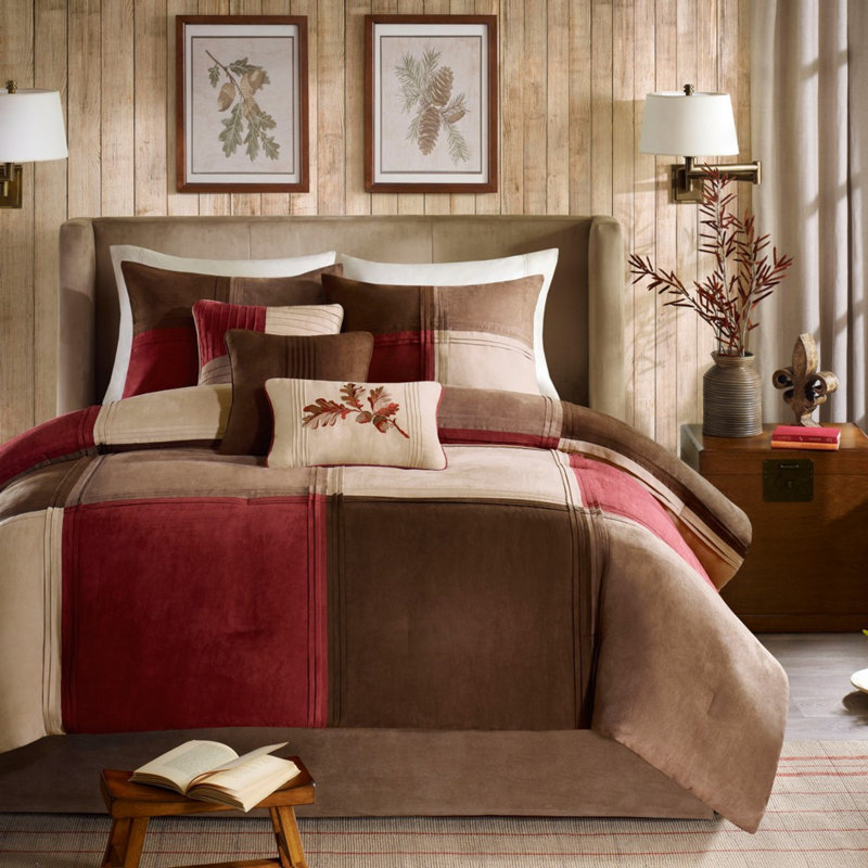 Ensembles de literie luxueux 7 pièces en microfibre Comfort Red Cal King