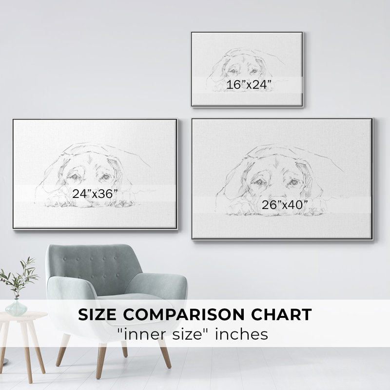 Lazy Dog III, Pas de tapis, Cadre blanc, H 27 po x l 41 po x P 2 po
