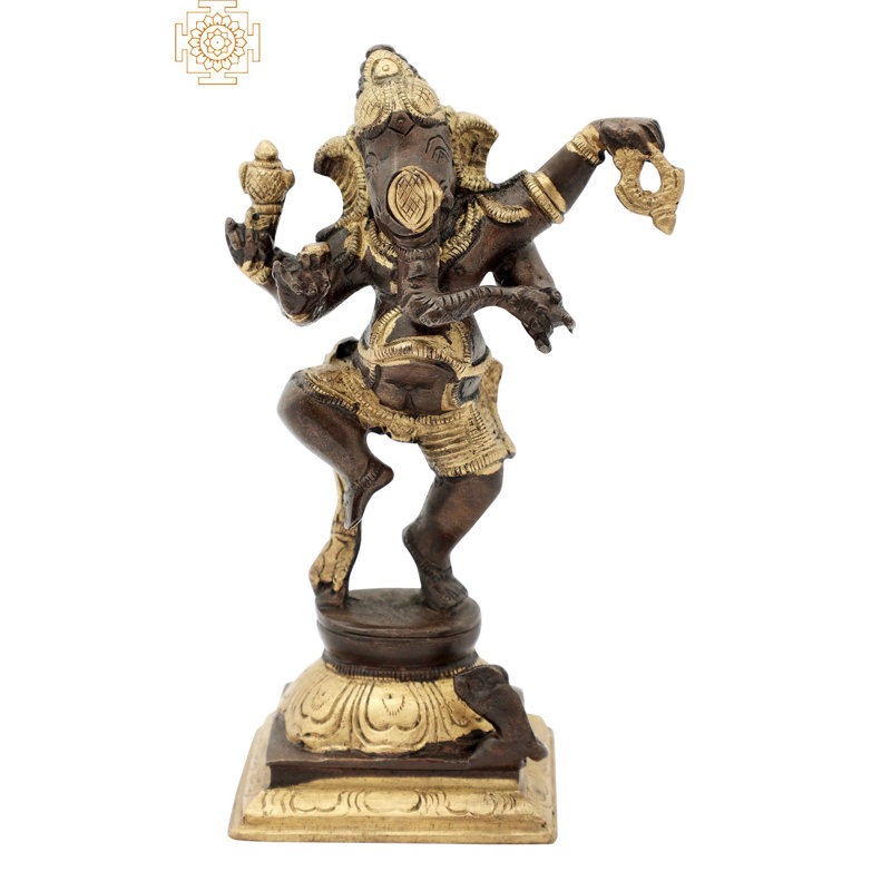 Figurine Ganesha dansante, Brun / or