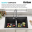 Évier de cuisine en granit à double montage KRAUS avec options d'installation encastrée et sous-comptoir-119750035-119750040
