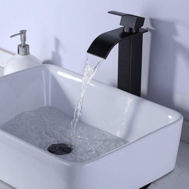 Waterfall Single Hole Bathroom Faucet with Drain Kit Included, Oil Rubbed Bronze
