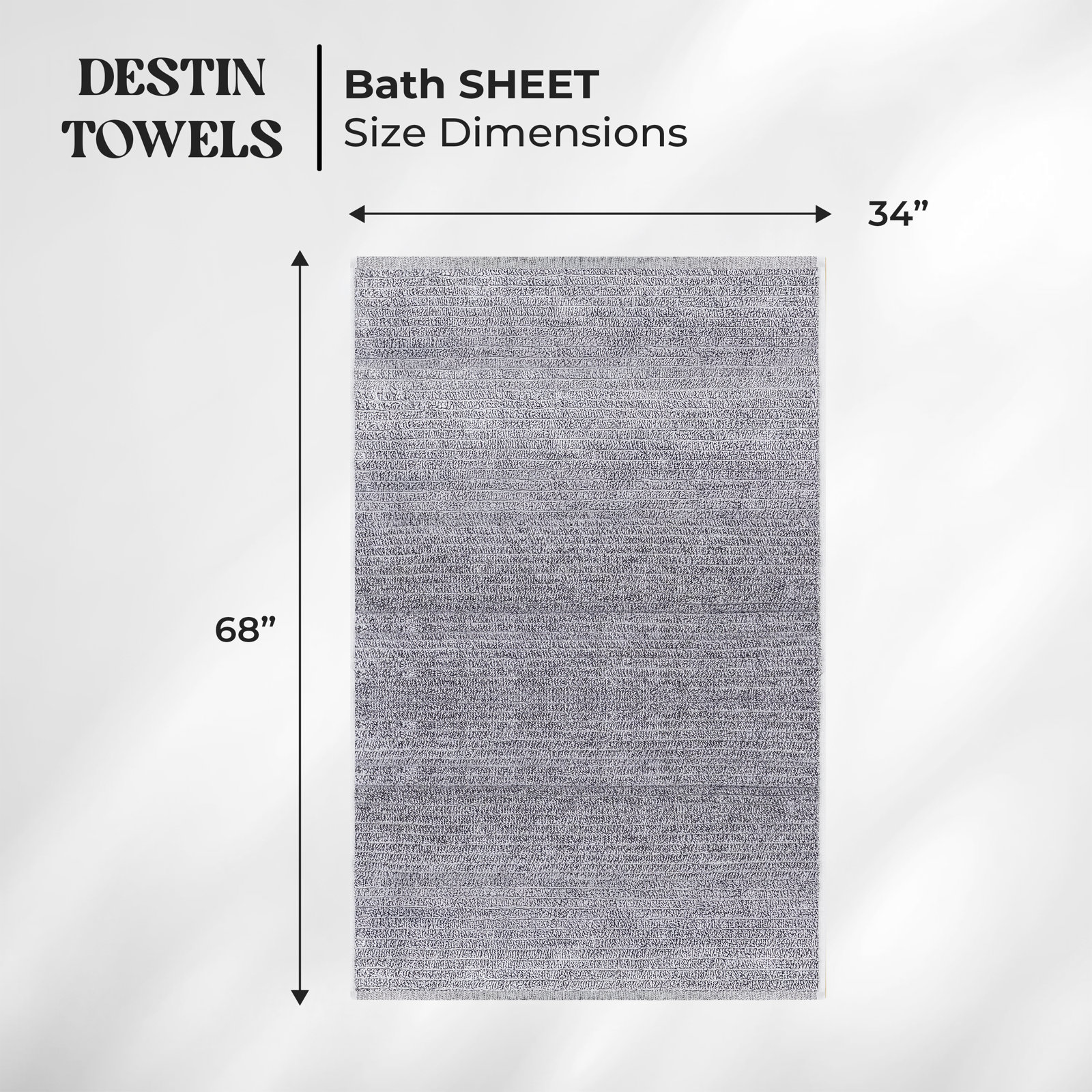 Ribbed Viscose Cotton Bath Sheets, Platinum
