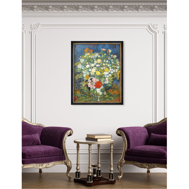 Bouquet de fleurs dans un vase, Vincent Van Gogh, reproduction d'art, impression sur toile, impression sur toile, Cadre noir