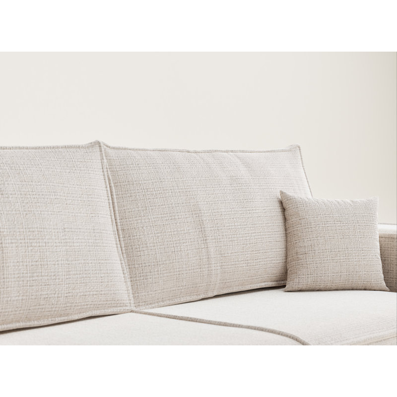 3 Seater Reclining Sofa, Beige Polyester/Chenille