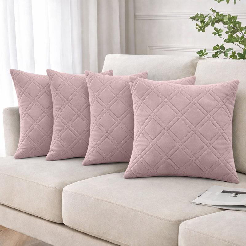 Geometric Square Cushion Pad, Pink