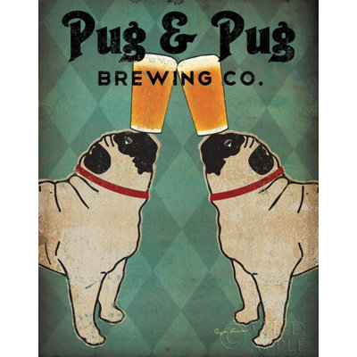 «Pug and Pug Brewing» par Ryan Fowler - impression d'art graphique sur papier sans cadre