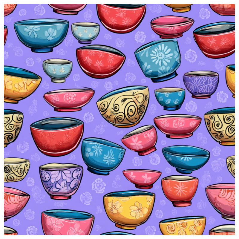 Tapisserie murale «Bowls» - Ustensiles de cuisine, 104in H x88 with 4 Grommets