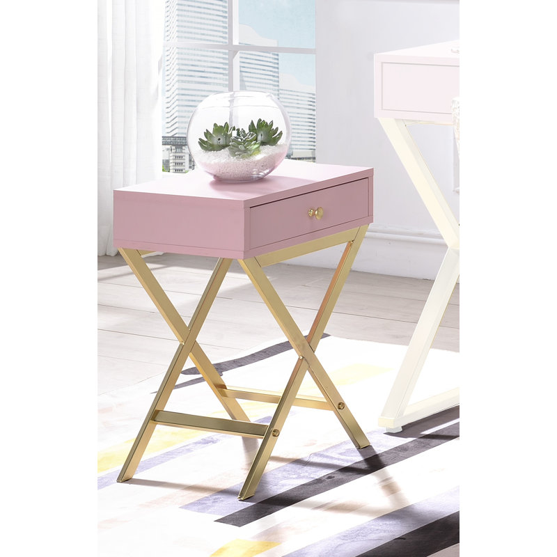 Table de bout avec rangement Keyes, Rose, Or