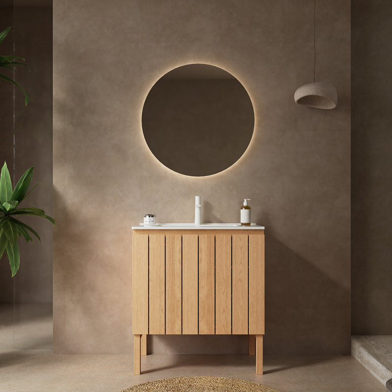 Bathroom Vanity With Sink, Modern Freestanding Bathroom Storage Cabinet With Double Doors