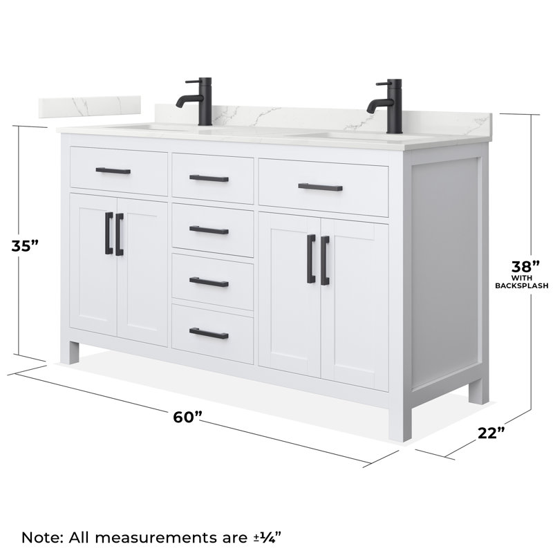 60 in. Double Vanity, White, Matte Black, Giotto Quartz