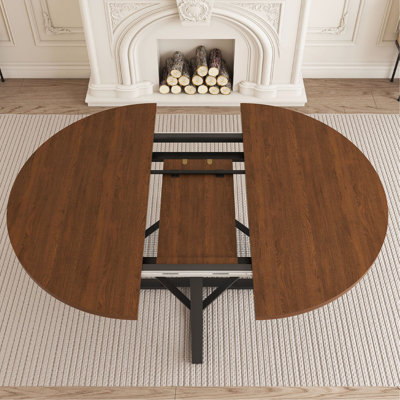 Table de salle à manger extensible de 47 po pour 4 à 8 personnes avec rangement, table de salle à manger ronde avec cadre en métal et plateau épaissi, table de cuisine et de salon multifonctionnelle