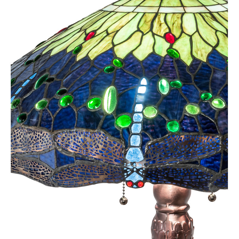 31" High Tiffany Hanginghead Dragonfly Table Lamp