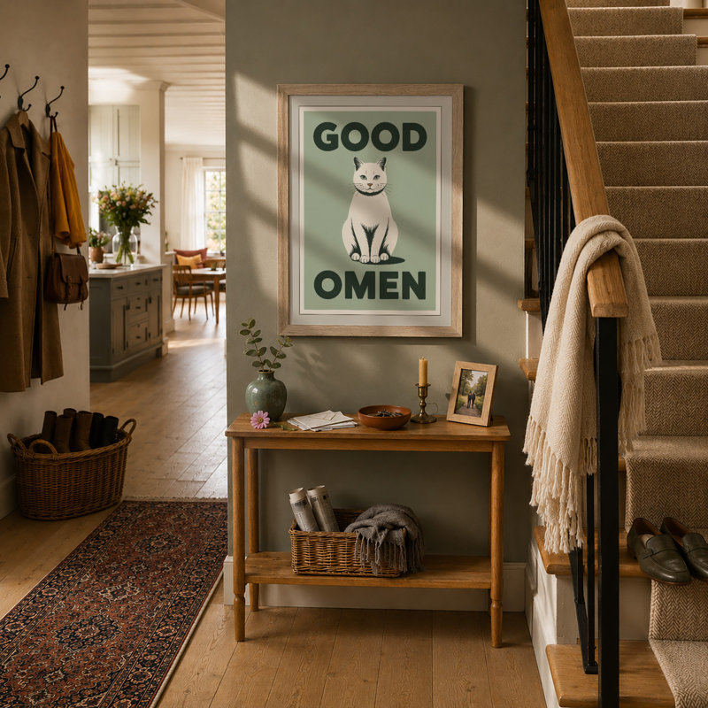 Good Omen Mid-Century - Framed Print, Oak, A3 - 42.0 x 29.7 cm