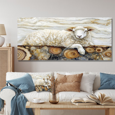Drislane doré marbré un mouton en bois - art mural moutons