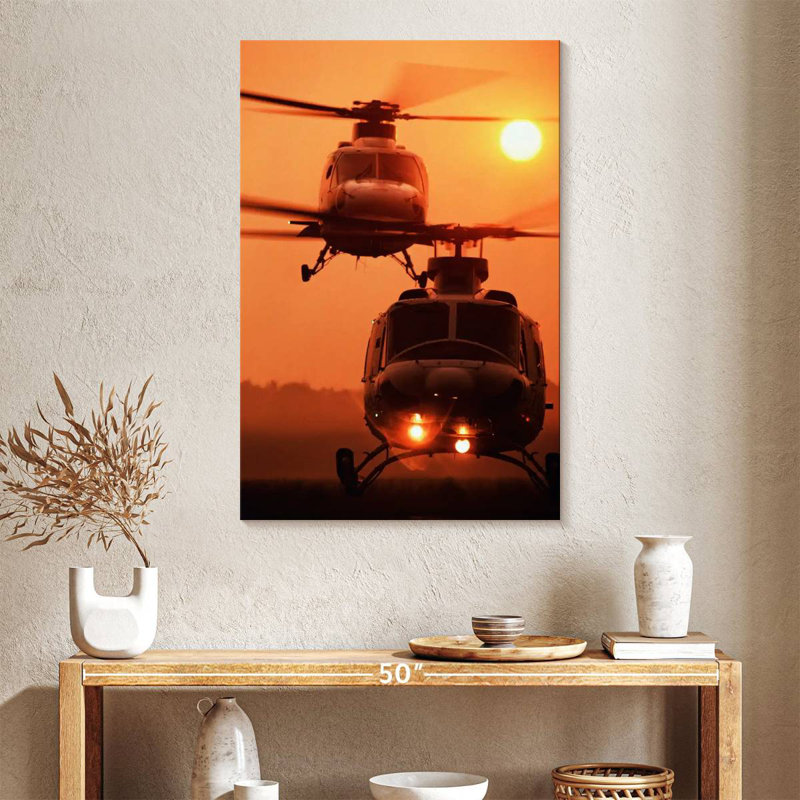 Mehar Helicopter Sunset Landing, 39" H x 26" W