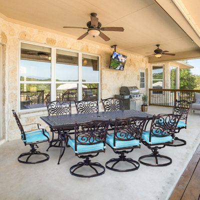 Carleton Dining Set with 8 Swivel Chairs and Table