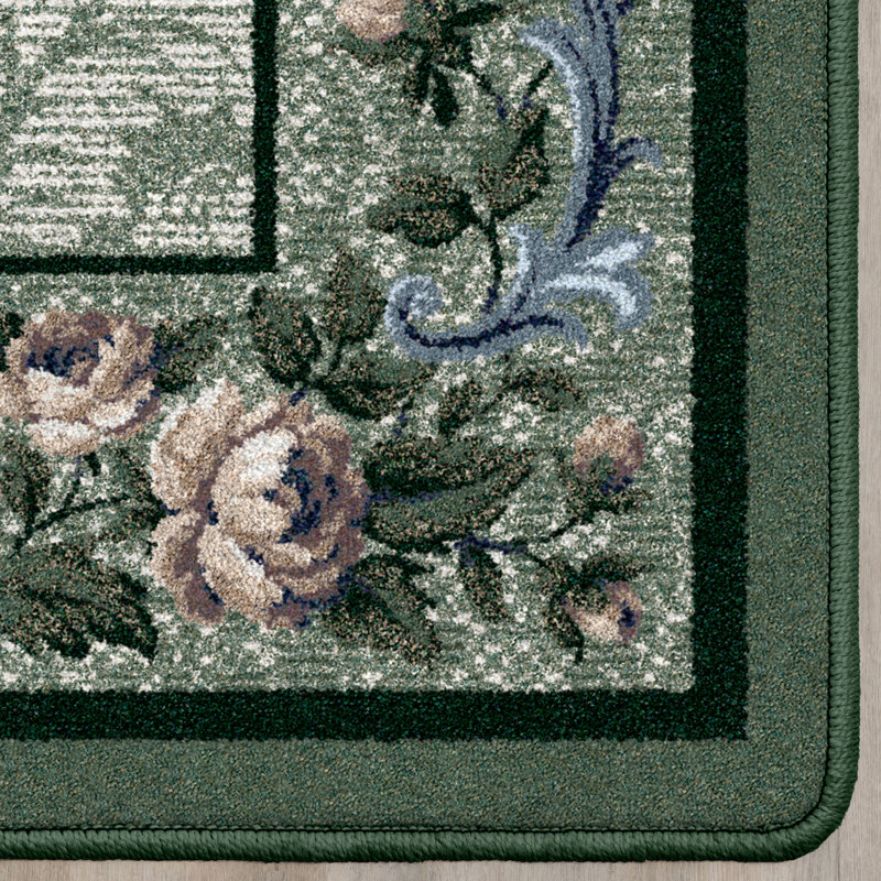 Alminus Innovations Rose Damask Peridot Area Rug, Runner 2'1" x 7'8"