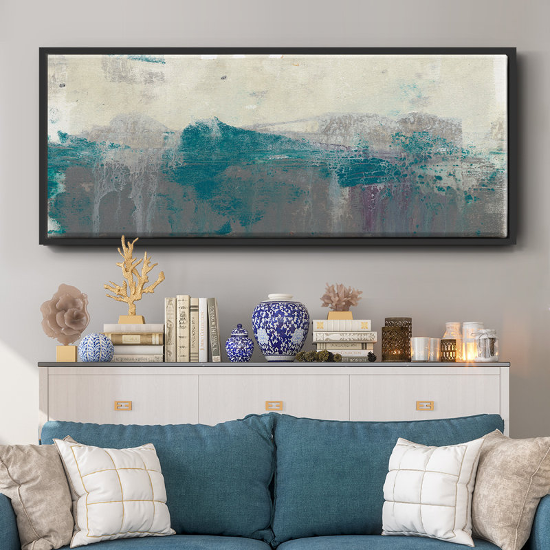 Teal Range II- Framed Canvas