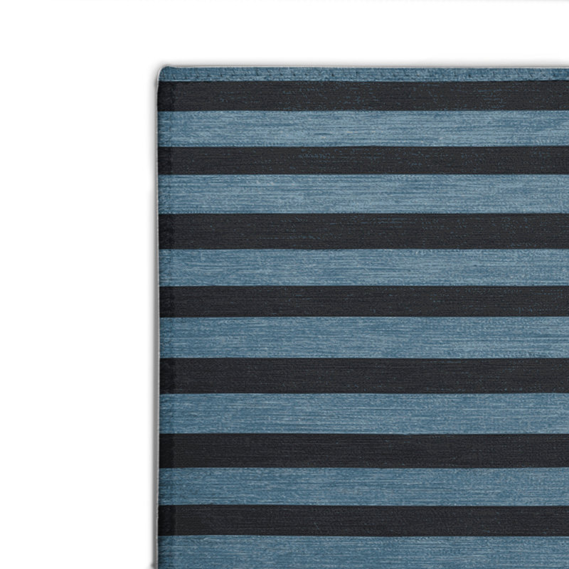 Tapis intérieur / extérieur noir HorizontalStripes, Rectangulaire 2 pi x 3 pi