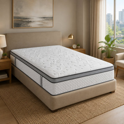 Matelas hybride LUMERIS de 10 po avec soutien lombaire et aux épaules zoné, tissu rafraîchissant au toucher, matelas en mousse viscoélastique sans fibre de verre dans une boîte, certifié CertiPUR-US