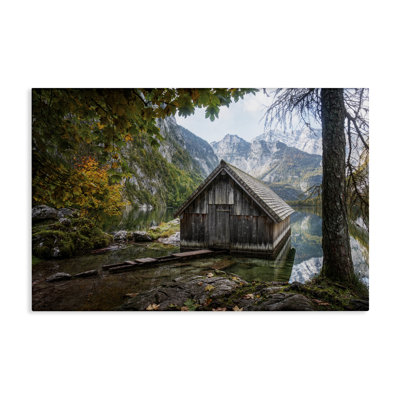 «Mystical Cabin on Lake», art mural sur toile par Masey St. Studios
