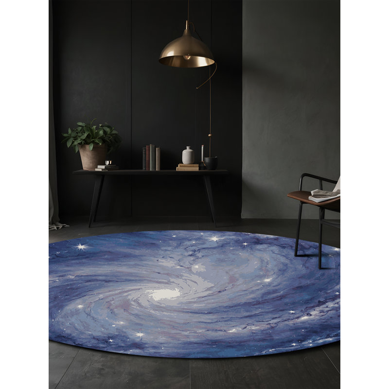 Tapis mauve soyeux et moelleux, Rond 6 pi