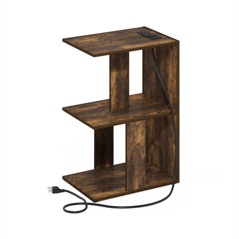 Table de bout avec rangement ouvert Ebern Designs Addae, table de bout avec port USB et port de charge de type C, espresso