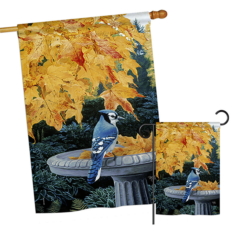Double Sided 40'' H x 28'' W Polyester Animal House Flag, Yellow/Blue/Grey