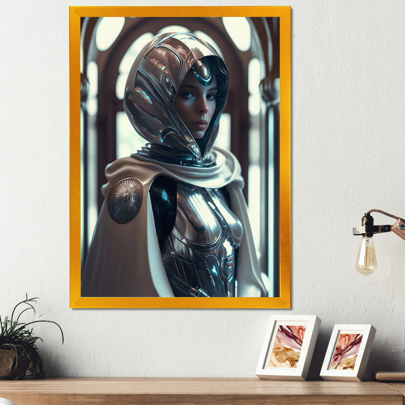 " Futuristic Robot Woman III ", Gold, 32" H x 16" W x 1" D