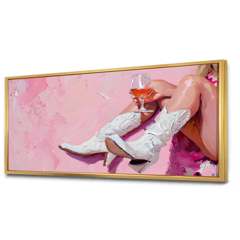 Braylen - Cowgirls Wall Art Living Room, Toile avec cadre flottant or, H 28 po x l 60 po x P 1,5 po
