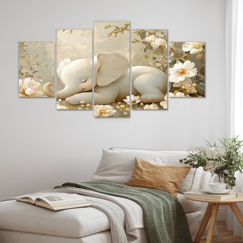 «Nursery Elephant Grey Little Peanut», ensemble d'art mural pour chambre de bébé