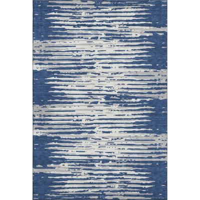 Premium Machine Washable Prisco Navy Rug