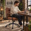 Chaise de bureau en polyuréthane, chaise de bureau pivotante à hauteur réglable avec accoudoirs rembourrés, coussin épais et pochette de rangement, chaise d'ordinateur ergonomique pour le bureau personnel
