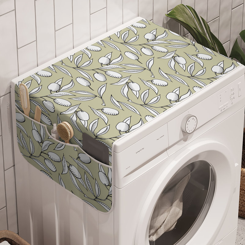 East Urban Home Nature Washing Machine Organizer Pack of 2 47" x 18.5" Pale Khaki and White