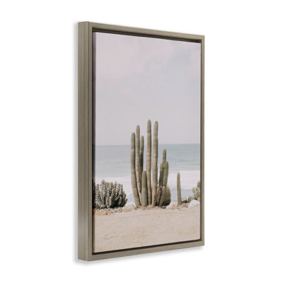 «Cactus on Beach Shore», toile flottante encadrée par Sissi et Seb