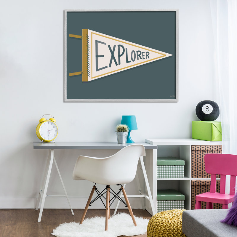 Giclée encadrée Explorer, rétro signée House Fenway, 24 x 30, Farmhouse Grey Giclee Framed