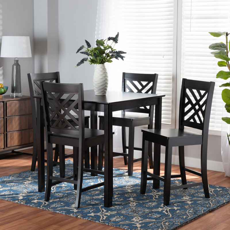 4 - Person Four Leg Dining Set, Dark Brown