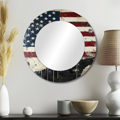 Abstrait drapeau des États-Unis Liberty Memories - drapeau des États-Unis miroir pour décoration murale - imprimé sur métal