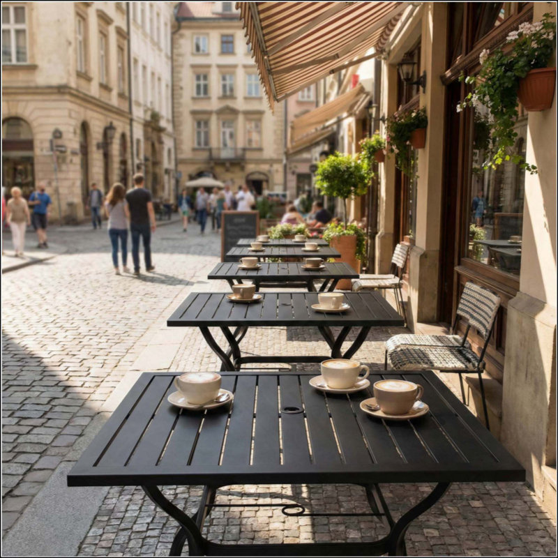 Table de bistro en métal et acier