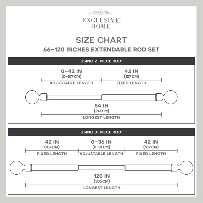 Amalgamated Textiles Exclusive Home Rockwell 1" Window Curtain Rod and Finial Set, Adjustable