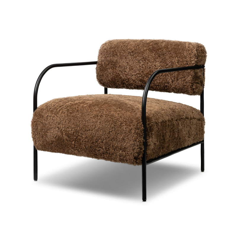 Fenn Chair-Champagne Mongolian Fur, Amber Shearling